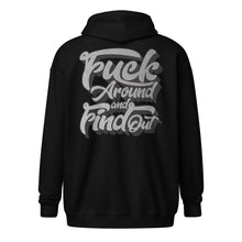 Load image into Gallery viewer, &quot;F*** AROUND &amp; FIND OUT&quot; UNISEX Hoodie GREY/BLACK
